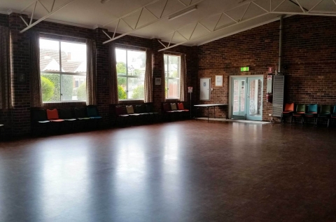 across Hall to large windows