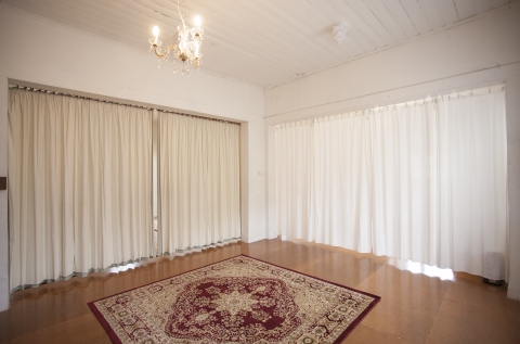 Curtains can close off part of the space.