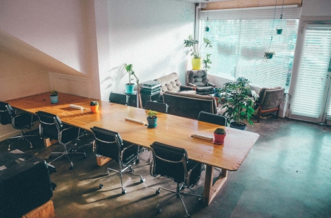 Our main room with shared desk space
