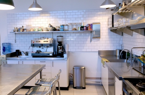 kitchen + coffee machine