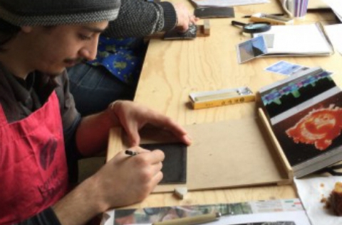 Castlemaine Press artists in workshop