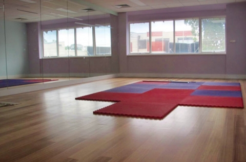 Open space, foam mats available, polished floors