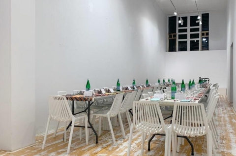 Dinner set up in the gallery (furniture not incl.)