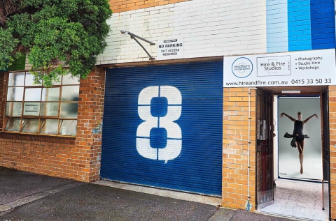 Look for the huge white 8 on blue!